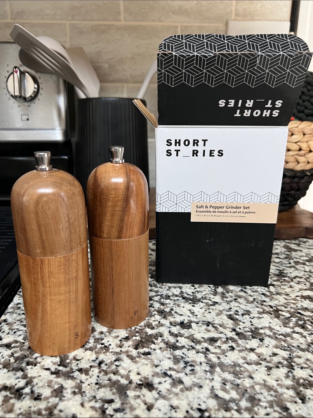 Wooden Salt and Pepper Grinder Set - Natural Brown